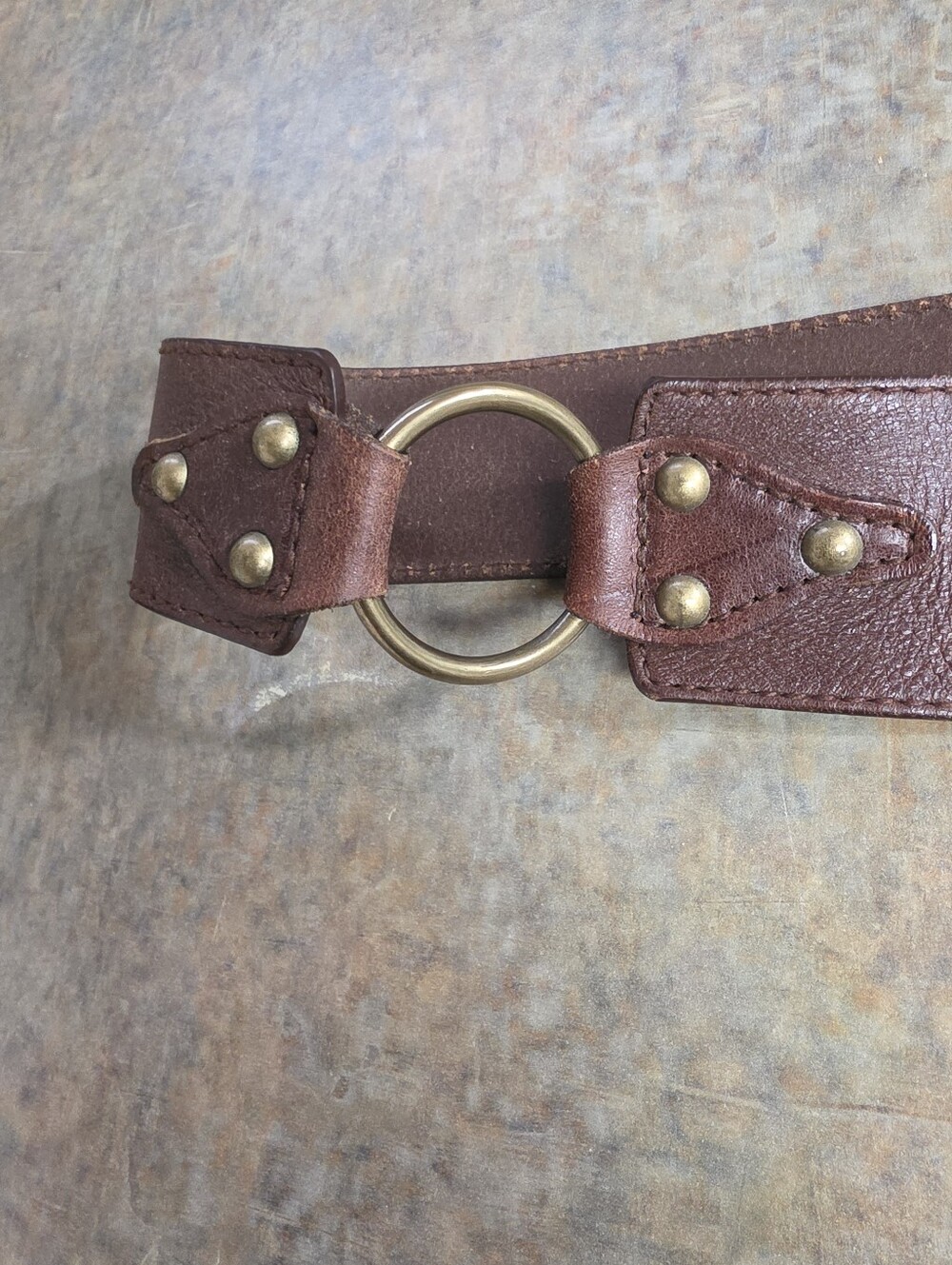 Michael Kors Brown Leather Ring-Detail Waist Belt - Picture 6 of 7